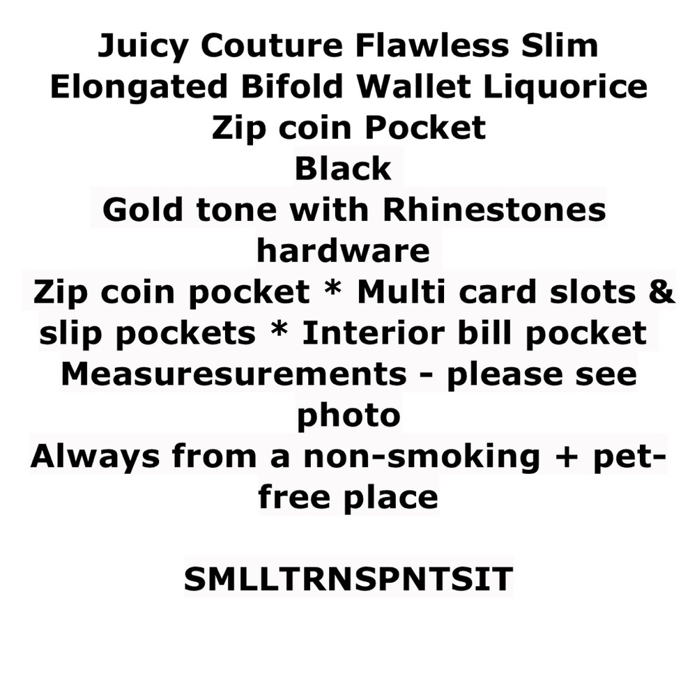 $35 Juicy Couture Flawless Slim Elongated Bifold Wallet Rhinestone Quilted Heart - Picture 2 of 8